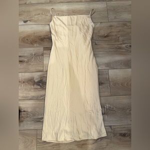 Birdy Grey Satin Midi Dress in gold size XS